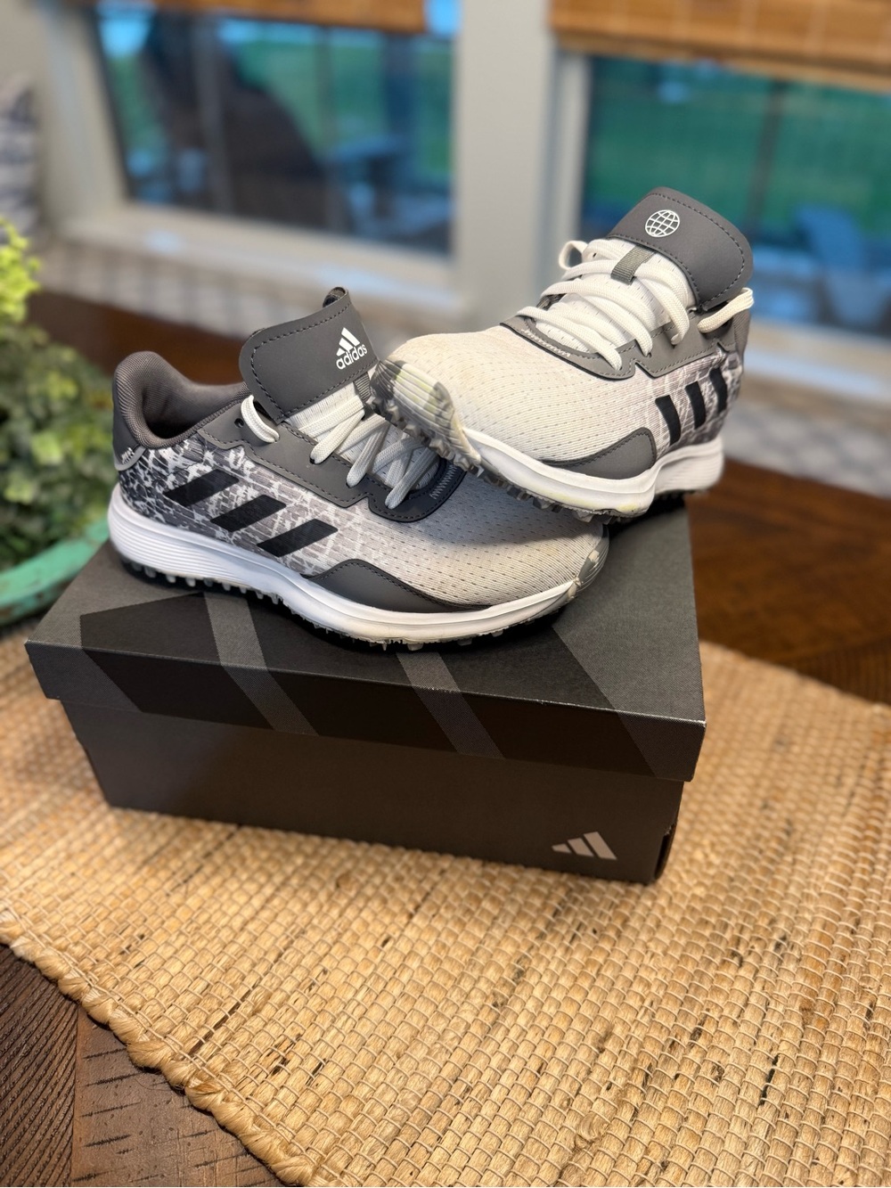 adidas Kids Grey & White Trail-Style Sneakers